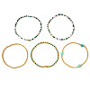 5Pcs St. Patrick's Day Brass & Acrylic & Glass Seed Bead & Natural Shell Stretch Bracelets for Women MR9061-7-3