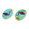 Natural Freshwater Shell Double Face Printed Oval Charms SHEL-T020-05A-2