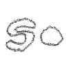 Anti-Tarnish 201 Stainless Steel Rectangle Link Chain Necklace & Bracelets Set SJEW-G083-12P-1