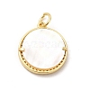 Brass Clear Cubic Zirconia with Shell Pendants KK-G450-02G-07-2