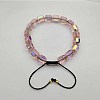 Adjustable Electroplated Faceted Cube Glass Braided Beaded Bracelets for Women Men DM4334-8-1