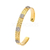 Textured Rack Plating Brass Micro Pave Cubic Zirconia Cuff Bracelets for Women BJEW-M040-19G-1