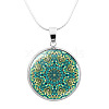 Glass Mandala Flower Dome Pendant Necklace MAND-PW0001-02L-1