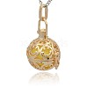 Golden Tone Brass Hollow Round Cage Pendants KK-J216-10G-2