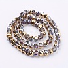 Half Plated Faceted Rondelle Electroplate Glass Beads Strands X-EGLA-D020-10x8mm-14-2