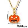 Stainless Steel Enamel Halloween Pumpkin Pendant Dapped Chain Necklaces BZ8585-3