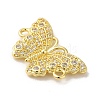 Rack Plating Brass Pave Clear Cubic Zirconia Connector Charms KK-K377-49G-2