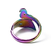 Rainbow Color Zinc Alloy Peacock Open Cuff Ring RJEW-WH0003-05A-2
