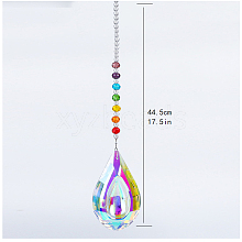 Chakra Theme K9 Crystal Glass Big Pendant Decorations HJEW-PW0001-019D-02