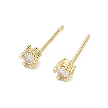 Rack Plating Brass Cubic Zirconia Stud Earrings for Women EJEW-K245-16G