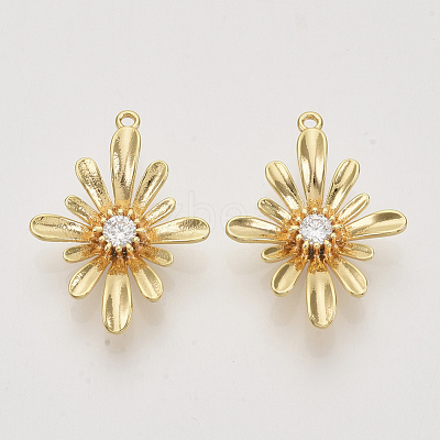 Brass Cubic Zirconia Links connectors X-KK-N216-07-1