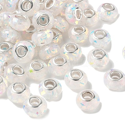 Transparent Resin Rondelle European Beads RESI-S023-01-1