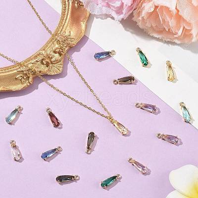 20Pcs 10 Colors Faceted Glass Charms GLAA-FS0002-64-1
