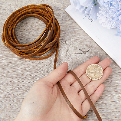 Flat Cowhide Leather Jewelry Cord LC-GF0001-10B-01-1