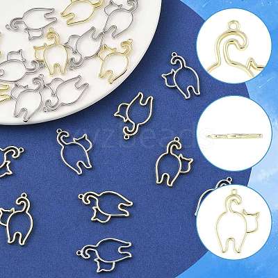 20Pcs 2 Colors Alloy Open Back Bezel Pendants FIND-FS0005-14-1