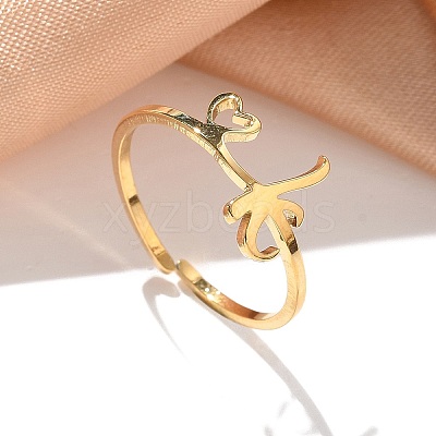 304 Stainless Steel Cuff Rings for Women RJEW-D285-01G-K-1