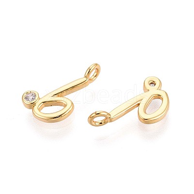Brass Micro Pave Cubic Zirconia Charms KK-N263-97G-B-1