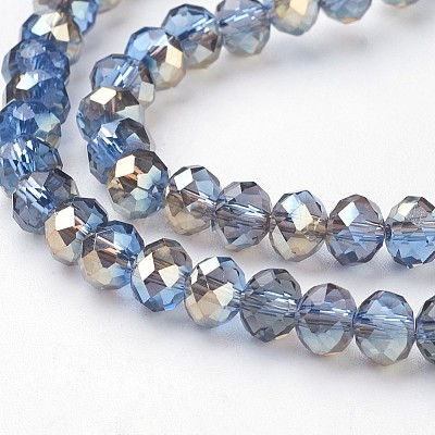 Electroplate Glass Faceted Rondelle Beads Strands EGLA-D020-6x4mm-54-1