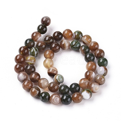 Natural Striped Agate/Banded Agate Beads Strands G-G582-6mm-41-1