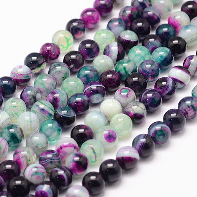 Natural Striped Agate/Banded Agate Bead Strands X-G-K155-A-8mm-10-1