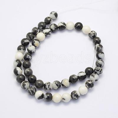 Natural Black Zebra Jasper Beads Strands G-G697-F02-8mm-1