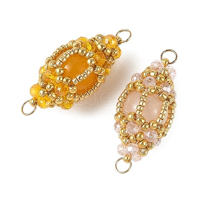 Natural Gemstone & Glass Seed Beads Connector Charms PALLOY-MZ01403-1