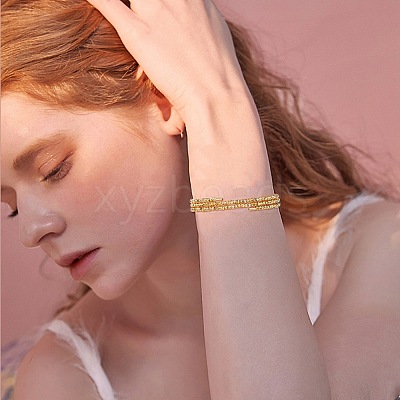 Brass Twisted Flower Beaded Cuff Bangle JB762A-1