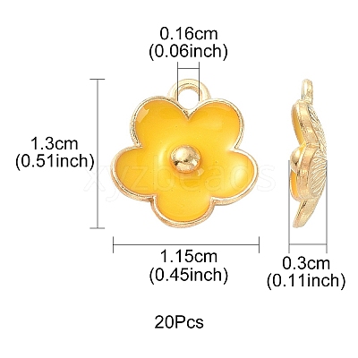 Light Gold Plated Alloy Enamel Pendants ENAM-YW0002-20G-1