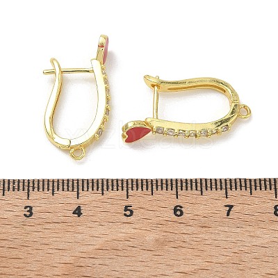 Brass Micro Pave Clear Cubic Zirconia Hoop Earring Findings EJEW-C185-01G-1