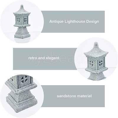5Pcs 5 Style Chinese Pagoda Statue Stone Miniature Ornament AJEW-FH0002-53-1
