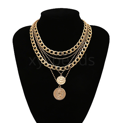 Alloy Disc Pendant Multi Layered Necklaces for Women FS-WGAC560-03-1