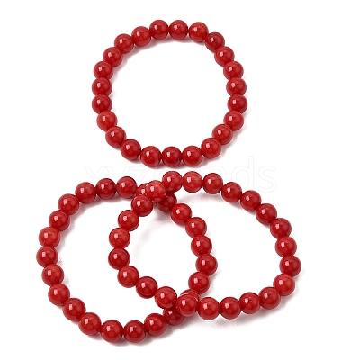 8MM Natural Dyed White Jade Round Beaded Stretch Bracelets for Women GG-CBA3F02-12A-1