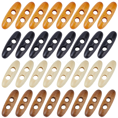 60Pcs 4 Colors 2-Hole Wood Buttons BUTT-GF0004-25B-1