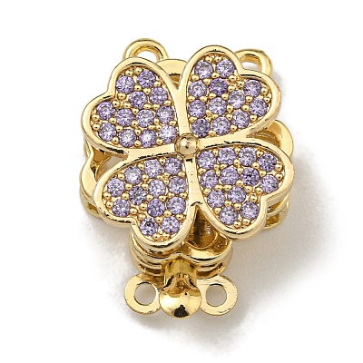 Brass Micro Pave Cubic Zirconia Box Clasps KK-U037-23G-01-1