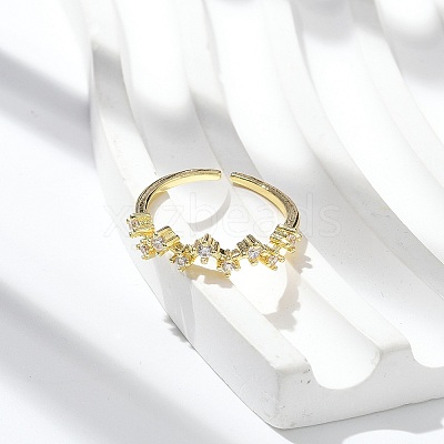 Star Clear Cubic Zirconia Cuff Rings RJEW-G337-03G-1