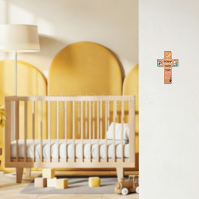 1Pc Wood Cross Wall Decoration AJEW-DC0003-93-1