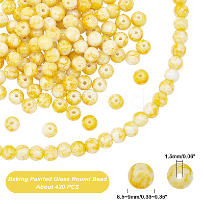 Baking Paint Glass Round Bead Strands DGLA-AR0001-02-1