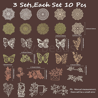 3 Sets 3 Styles Vintage Lace Cut Scrapbook Paper Pads DIY-GF0011-40-1