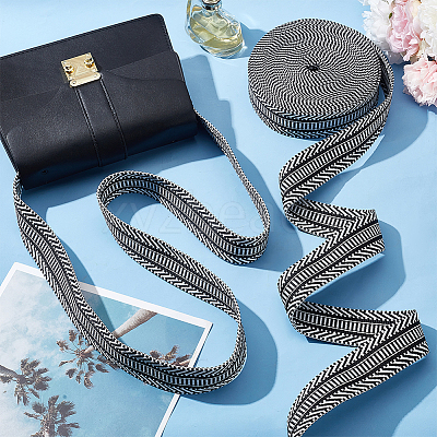 10 Yards Polyester Striped Jacquard Ribbon OCOR-PH0004-10-1