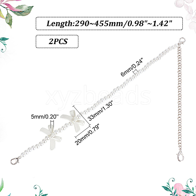 2Pcs Adjustable ABS Imitation Pearl Beaded Bag Straps DIY-AR0003-16C-1