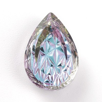 Embossed Glass Rhinestone Pendants GLAA-J101-05B-001VL-1