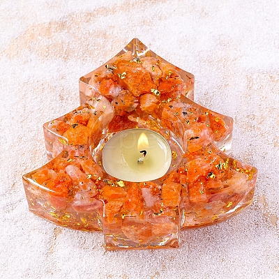 Natural Sunstone & Resin Candle Holder Molds DJEW-H012-03F-1