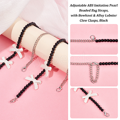 2Pcs Adjustable ABS Imitation Pearl Beaded Bag Straps DIY-AR0003-16A-1