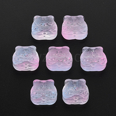 Two Tone Transparent Spray Painted Glass Beads GLAA-T022-22-C04-1