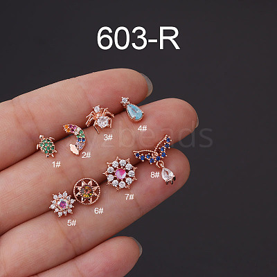 316L Surgical Stainless Steel Micro Pave Cubic Zirconia Cartilage Earrings WG7DF17-23-1