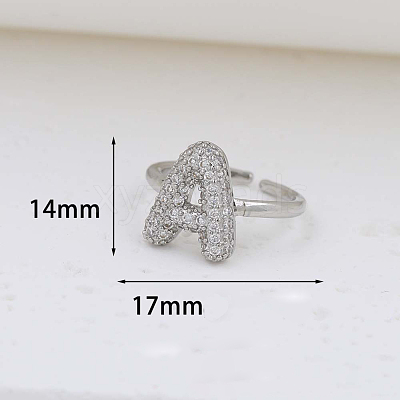 Brass Micro Pave Clear Cubic Zirconia Cuff Rings FS-WG17FF6-01-1