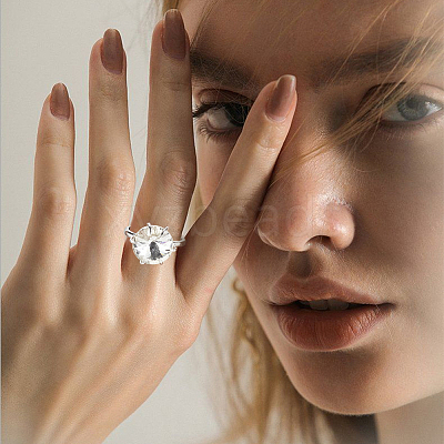 Rhodium Plated Sterling Silver Adjustable Ring Components STER-BC0002-32-1