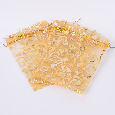 Heart Printed Organza Bags OP-R022-13x18-04-1