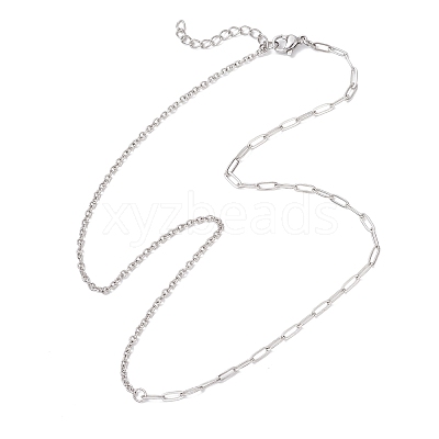 304 Stainless Steel Paperclip Chain Cable Chain Necklaces for Women NJEW-JN05590-1