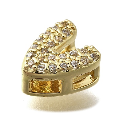 Brass Micro Pave Cubic Zirconia Letter Multi-Strand Links KK-D295-32G-22-1